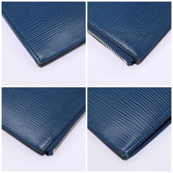 LOUIS VUITTON Epi Pochette Jules GM Clutch Bag Blue - Picture 16 of 16